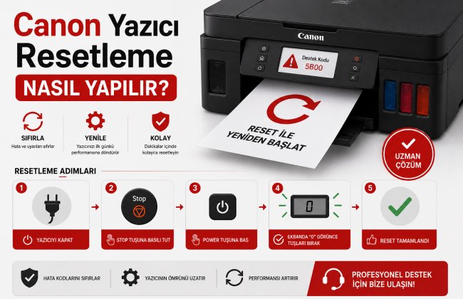 Canon tanklı yazıcı emici keçe sayacı kilidi ve resetleme aşaması